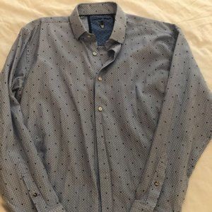 Visconti Black Blue Modern Pattern Button Down